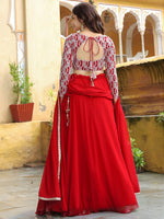 Charming Red Color Georgette Fabric Party Wear Lehenga