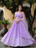 Charming Purple Color Georgette Fabric Party Wear Lehenga