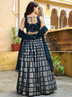Charming Teal Color Georgette Fabric Party Wear Lehenga