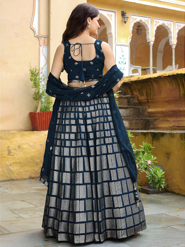 Charming Teal Color Georgette Fabric Party Wear Lehenga