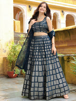 Charming Teal Color Georgette Fabric Party Wear Lehenga