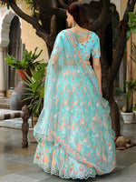 Charming Aqua Color Net Fabric Party Wear Lehenga