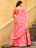 Charming Peach Color Silk Fabric Party Wear Lehenga
