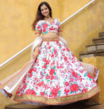 Glowing White Color Art Silk Fabric Party Wear Lehenga