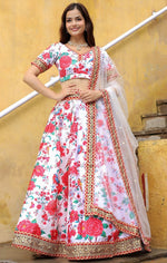 Glowing White Color Art Silk Fabric Party Wear Lehenga