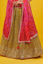Glowing Green Color Georgette Fabric Party Wear Lehenga