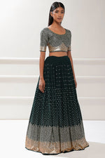 Glowing Green Color Georgette Fabric Party Wear Lehenga