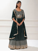 Glowing Green Color Georgette Fabric Party Wear Lehenga