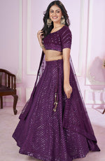 Charming Voilet Color Georgette Fabric Party Wear Lehenga