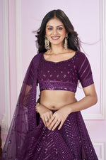 Charming Voilet Color Georgette Fabric Party Wear Lehenga