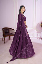 Charming Voilet Color Georgette Fabric Party Wear Lehenga