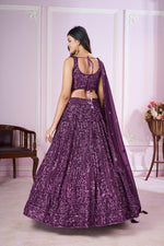 Charming Voilet Color Georgette Fabric Party Wear Lehenga