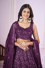 Charming Voilet Color Georgette Fabric Party Wear Lehenga