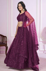 Charming Voilet Color Net Fabric Party Wear Lehenga