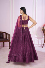 Charming Voilet Color Net Fabric Party Wear Lehenga