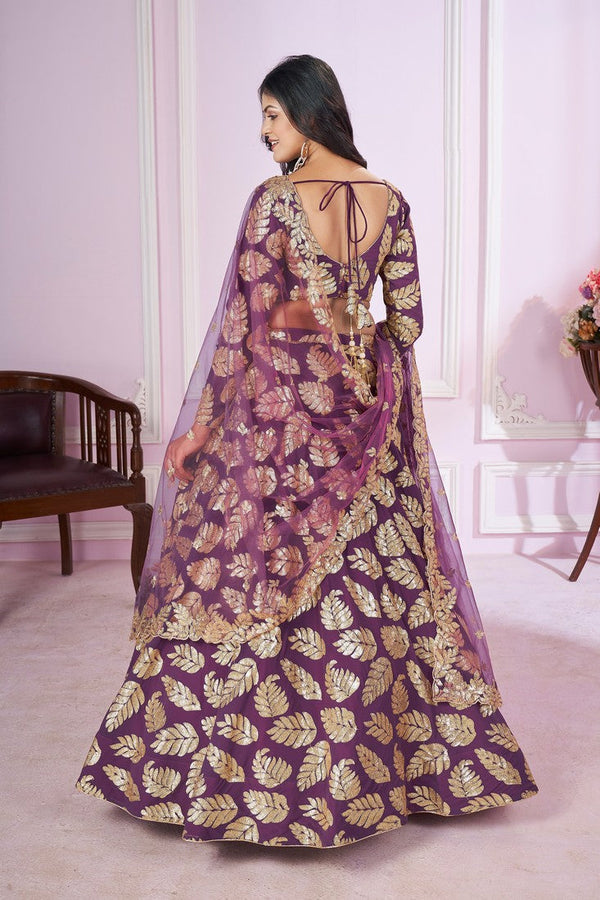 Charming Purple Color Georgette Fabric Party Wear Lehenga
