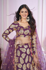 Charming Purple Color Georgette Fabric Party Wear Lehenga