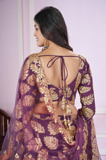 Charming Purple Color Georgette Fabric Party Wear Lehenga