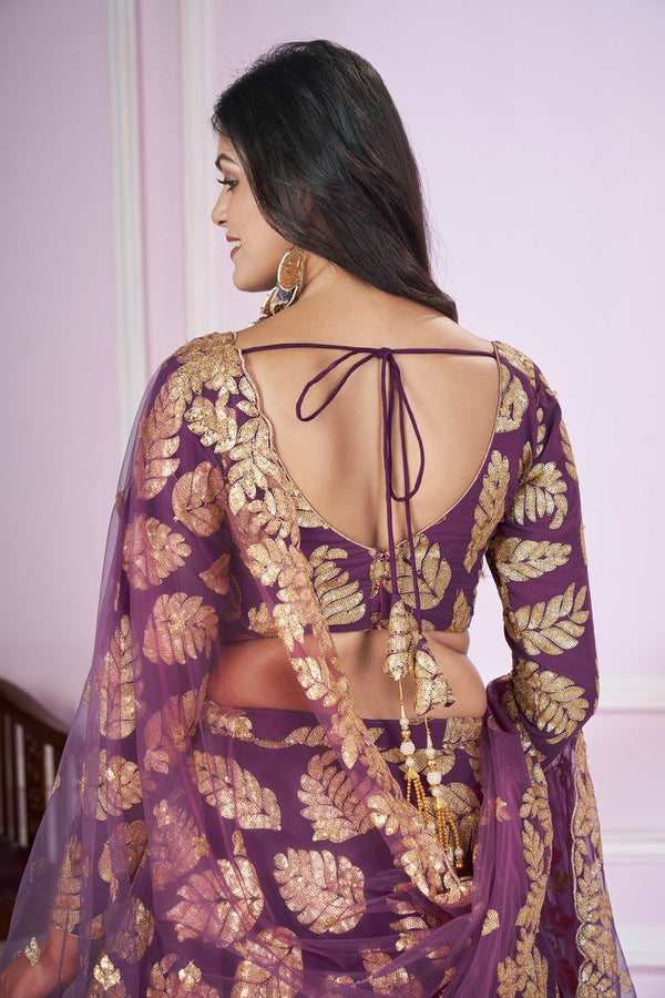 Charming Purple Color Georgette Fabric Party Wear Lehenga
