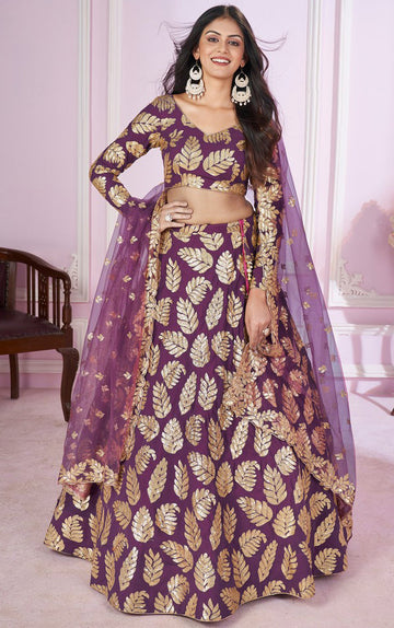 Charming Purple Color Georgette Fabric Party Wear Lehenga