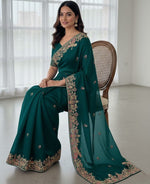 Lovely Green Color Jimmy Fabric Partywear Saree