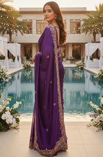 Lovely Purple Color Jimmy Fabric Partywear Saree