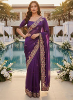 Lovely Purple Color Jimmy Fabric Partywear Saree