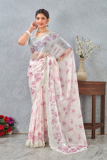 Amazing Pink Color Satin Fabric Casual Saree