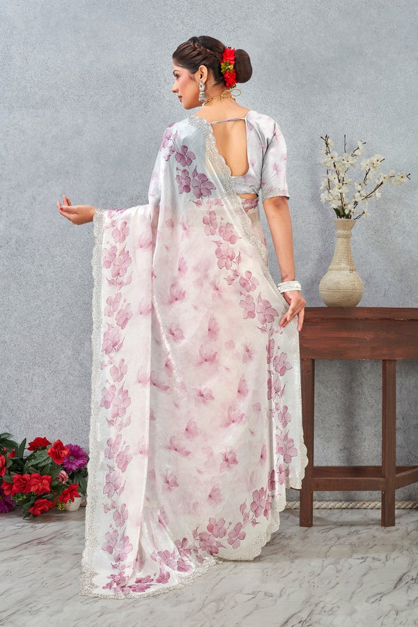 Amazing Pink Color Satin Fabric Casual Saree