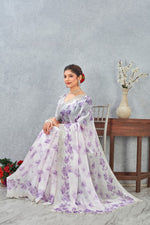 Amazing Purple Color Satin Fabric Casual Saree