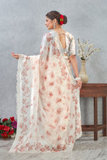 Amazing Peach Color Satin Fabric Casual Saree