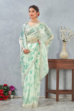 Amazing Teal Color Satin Fabric Casual Saree