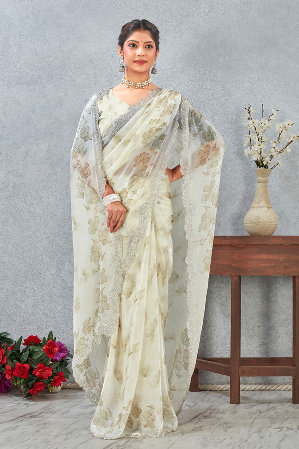 Amazing Green Color Satin Fabric Casual Saree