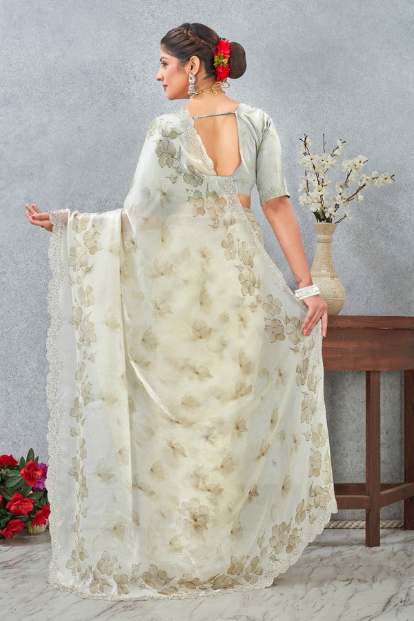 Amazing Green Color Satin Fabric Casual Saree