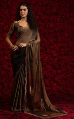 Angelic Golden Color Silk Fabric Partywear Saree