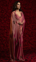 Angelic Peach Color Silk Fabric Partywear Saree