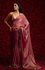 Angelic Peach Color Silk Fabric Partywear Saree