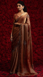 Angelic Brown Color Silk Fabric Partywear Saree