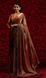 Angelic Brown Color Silk Fabric Partywear Saree