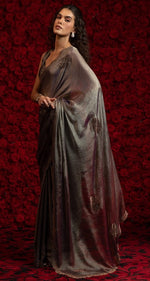 Angelic Grey Color Silk Fabric Partywear Saree