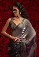 Angelic Grey Color Silk Fabric Partywear Saree