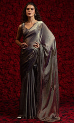 Angelic Grey Color Silk Fabric Partywear Saree