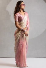 Amazing Pink Color Satin Fabric Designer Saree