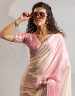Amazing Pink Color Satin Fabric Designer Saree