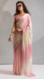 Amazing Pink Color Satin Fabric Designer Saree