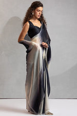 Amazing Black Color Satin Fabric Designer Saree