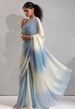 Amazing Aqua Color Satin Fabric Designer Saree