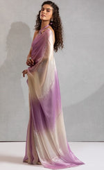 Amazing Purple Color Satin Fabric Designer Saree