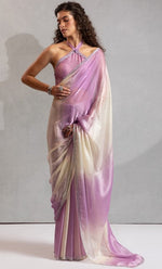 Amazing Purple Color Satin Fabric Designer Saree