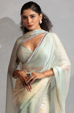 Amazing Green Color Satin Fabric Designer Saree